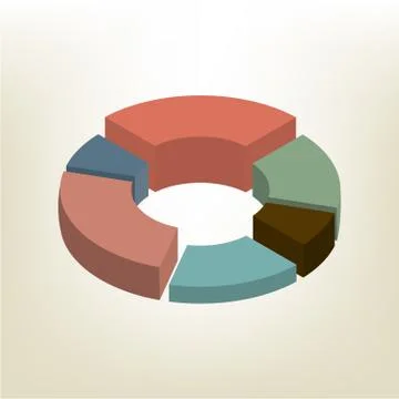 Pie chart isometric vector illustration. Stock Illustration