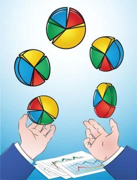 Pie chart juggler 스톡 일러스트