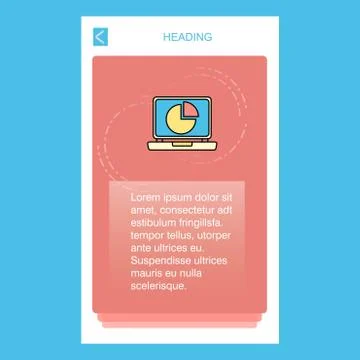 Pie chart on Laptop mobile vertical banner design design. Vector Stock Illustration