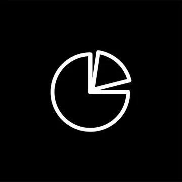 Pie Chart Line Icon On Black Background. Black Flat Style Vector Illustration Stock Illustration