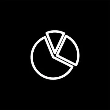 Pie Chart Line Icon On Black Background. Black Flat Style Vector Illustration Stock Illustration