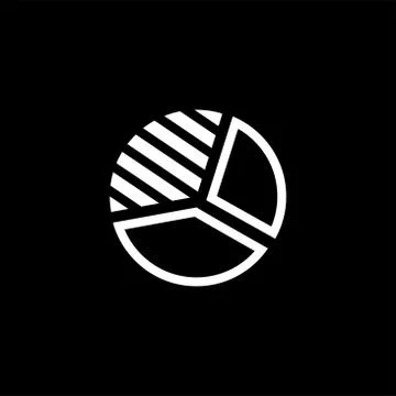 Pie Chart Line Icon On Black Background. Black Flat Style Vector Illustration Stock Illustration