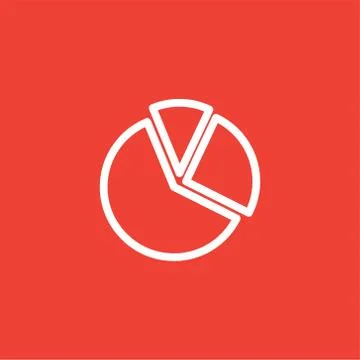Pie Chart Line Icon On Red Background. Red Flat Style Vector Illustration Stock Illustration
