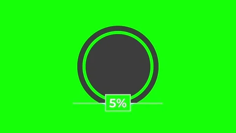 Pie chart loading from 0 to 5 percent infographic animation on green screen Stock Footage 314150274