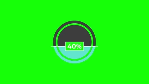 Pie chart loading animation 0 to 40 percent on chroma key green screen Stock Footage 314150275