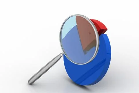 Pie chart with magnifying glass Free Stock Illustration