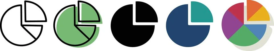 Pie chart market data icon set Stock Illustration