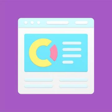 Pie chart on minimalistic website 3d icon vector illustration Stock Illustration