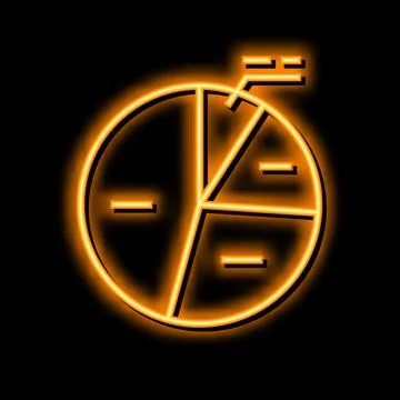 Pie chart neon glow icon illustration 库存插图