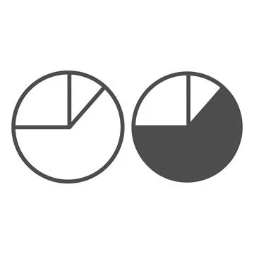 Pie chart with one eighth and quarter fraction line and solid icon, diagram Stock Illustration
