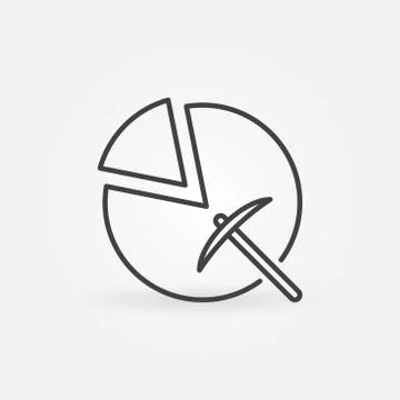 Pie Chart with Pick vector Data Mining concept line icon Illustrazione stock