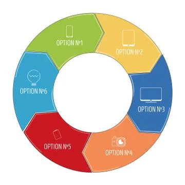 Pie chart with pictograms in flat style Stock Illustration