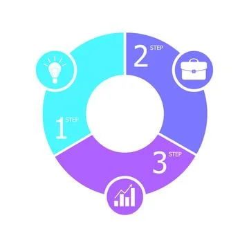 Pie chart, pie chart icon, startup step by step pie chart. Background image. Stock Illustration