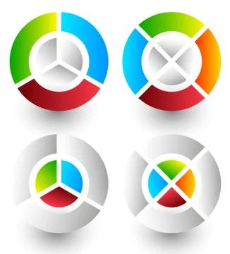 Pie chart, pie graph icons. Analytics, diagnostics, infographic icons. Colorf Stock Illustration