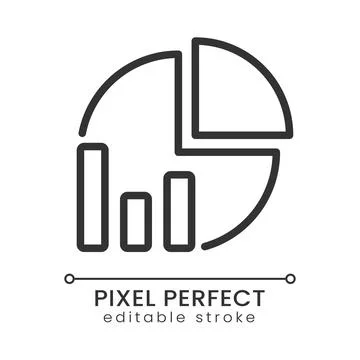 Pie chart pixel perfect linear icon Stock Illustration