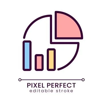 Pie chart pixel perfect RGB color icon Stock Illustration
