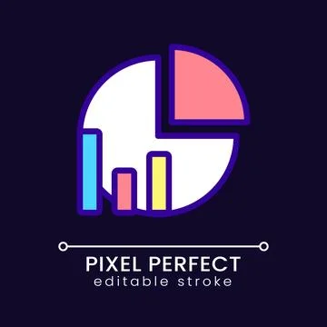 Pie chart pixel perfect RGB color icon for dark theme Stock Illustration
