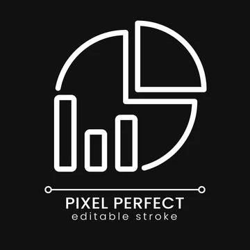 Pie chart pixel perfect white linear icon for dark theme Stock Illustration