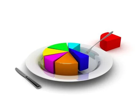 Pie chart on the plate Stock Illustration