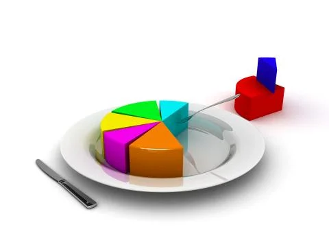 Pie chart on the plate Stock Illustration