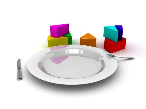 Pie chart on the plate Stock Illustration