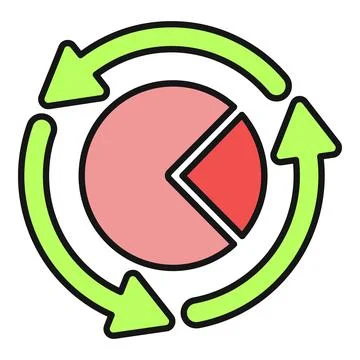 Pie chart processing data in a circular workflow Illustrazione stock