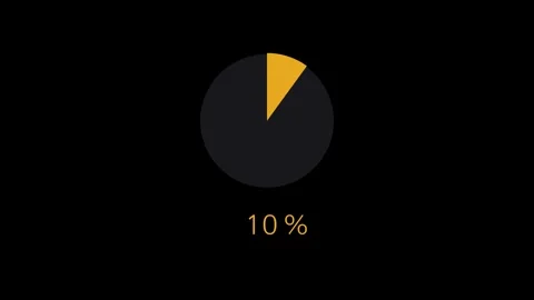 Pie chart progress at 10 percent on black background Stock Footage 308927129