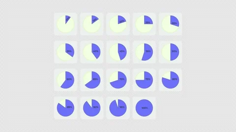 Pie chart progress animated data visualization UI element set Video stock 334871070