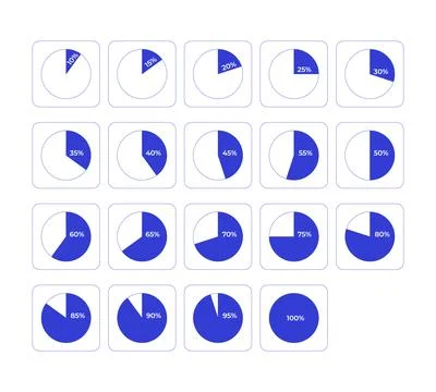 Pie chart progress line style dashboard element set 스톡 일러스트