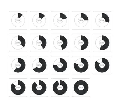 Pie chart progress modern line style data visualization element set イラスト素材