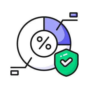 Pie chart with protection shield showing concept vector of secure data analysis Stock Illustration