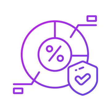 Pie chart with protection shield showing concept vector of secure data analysis Stock Illustration