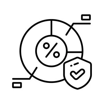 Pie chart with protection shield showing concept vector of secure data analysis Stock Illustration