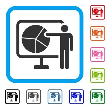 Pie Chart Public Report Framed Icon Stock Illustration