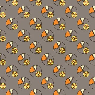 Pie Chart with Radiation sign vector colored seamless pattern Illustrazione stock