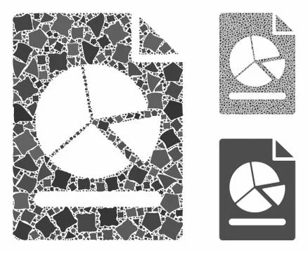 Pie chart report page Mosaic Icon of Tremulant Elements Stock Illustration