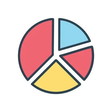 Pie chart segments. Colorful pie chart divided into four segments, represen.. Stock Illustration