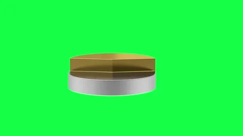Pie chart segments depicting gold and silver on a green screen Stock Footage 337878254