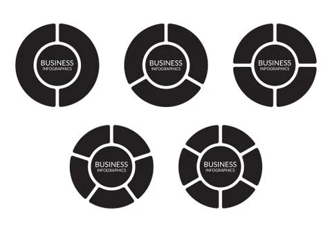 Pie chart set with 2,3,4,5,6 sections, levels or steps. Circle diagram icons  Stock Illustration