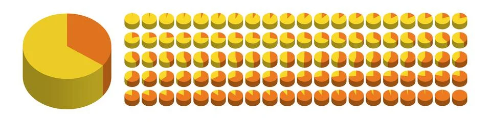 Pie chart set loading by 1 percent Stock Illustration