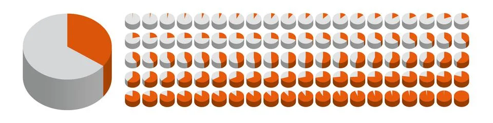 Pie chart set loading by 1 percent Stock Illustration