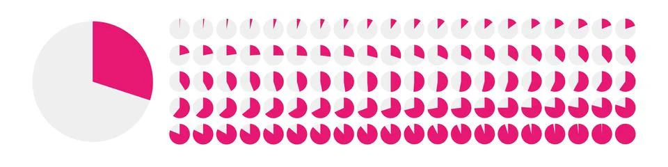 Pie chart set loading by 1 percent Stock Illustration