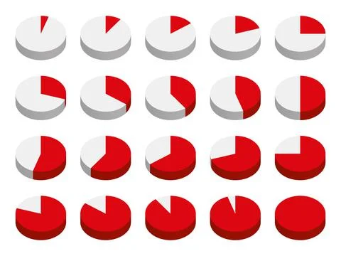 Pie chart set loading by 5 percent Illustrazione stock