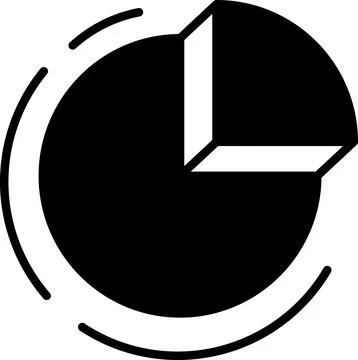 A pie chart is shown in black and white Stock Illustration