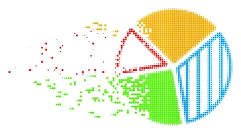 Pie Chart Shredded Pixel Icon Stock Illustration