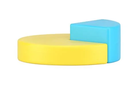 Pie chart side view 3d icon. Infographic volumetric yellow circle with high.. Stock Illustration