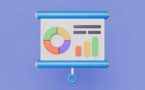 A pie chart slide showing analytics and performance for business reports Illustrazione stock