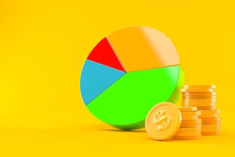 Pie chart with stack of coins Stock Illustration