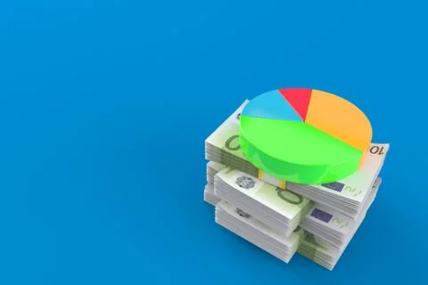 Pie chart on stack of money Stock Illustration
