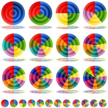 Pie chart target icon set Stock Illustration